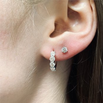 Diamond Huggie Hoop Earrings 150-16931