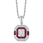 Wear-EVERY-Where Art Deco Inspired Diamond & Ruby Necklace 230-00525